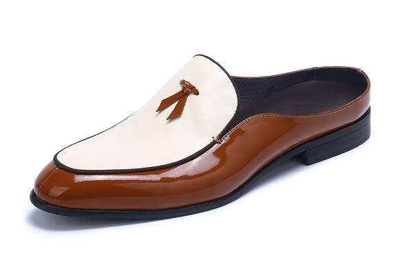 Santimon Men's Open Slip-On Leather Mules