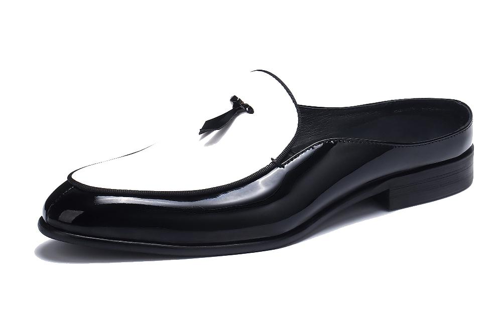 santimon Men's Open Slip-On Leather Mules