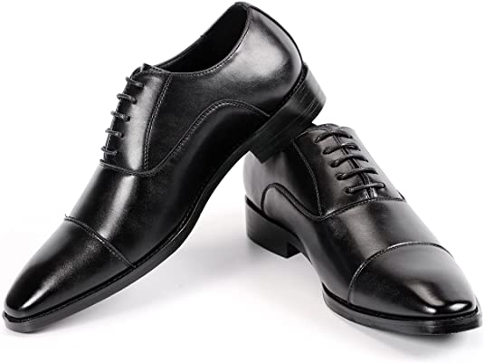 Santimon Men's Oxfords Cap Toe Leather Lined