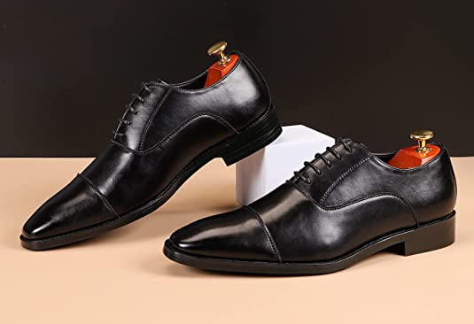 Santimon Men's Oxfords Cap Toe Leather Lined