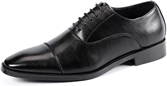 santimon Men's Oxfords Cap Toe Leather Lined