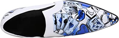 Santimon Men's Painted Checkered Western Loafers