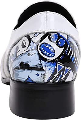 Santimon Men's Painted Checkered Western Loafers