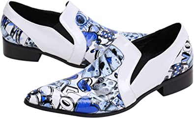 Santimon Men's Painted Checkered Western Loafers