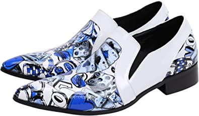 santimon Men's Painted Checkered Western Loafers