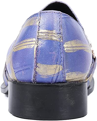 Santimon Men's Painted Gold Chain Western Loafers