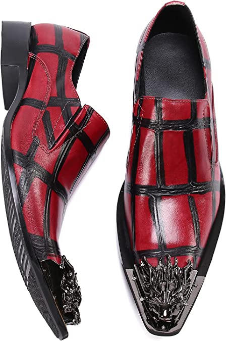 Santimon Men's Painted Tuxedo Western Loafers