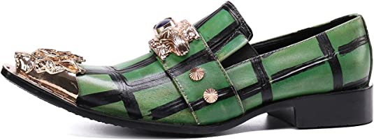 Santimon Men's Painted Western Loafers Beaded