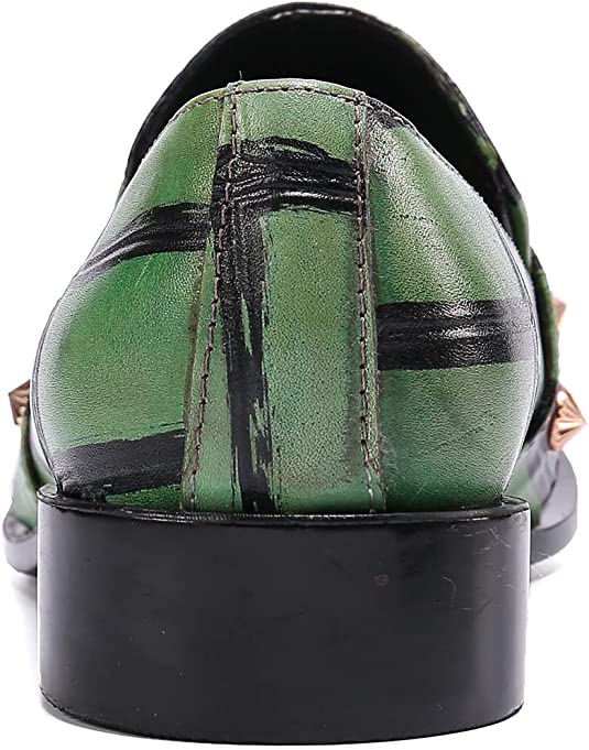 Santimon Men's Painted Western Loafers Beaded