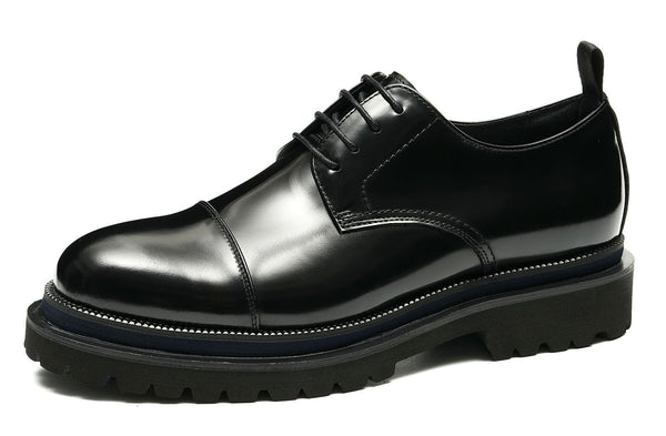 Santimon Men's Patent Leather Cap Toe Derby