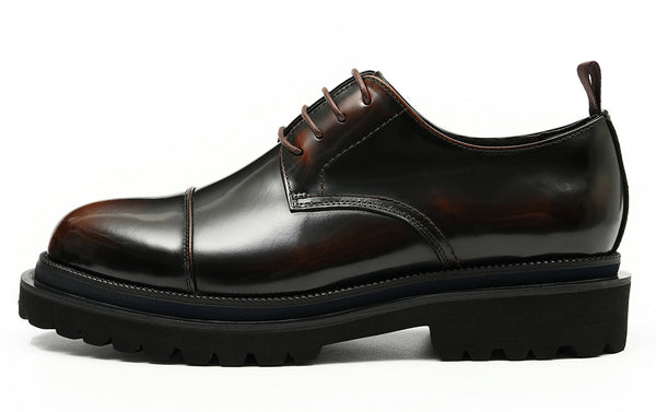 Santimon Men's Patent Leather Cap Toe Derby