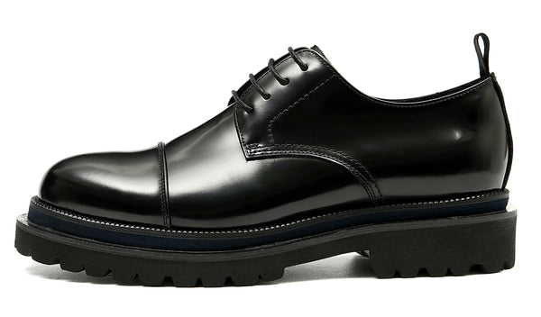 Santimon Men's Patent Leather Cap Toe Derby