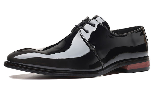 Santimon Men's Pattern Leather Shiny Derby Shoes