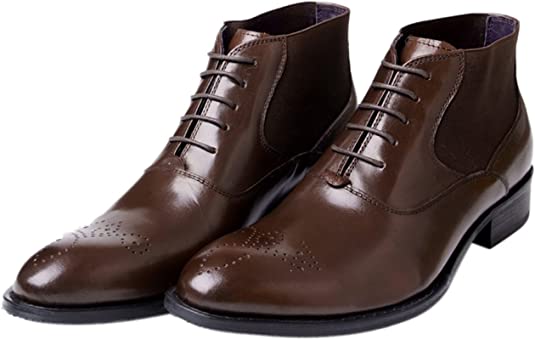 Santimon Men's Perforated Classic Dress Boots