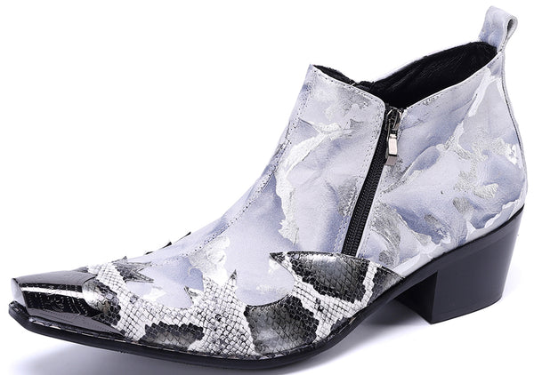 Santimon Men's Personality Metal Tip Western Boots