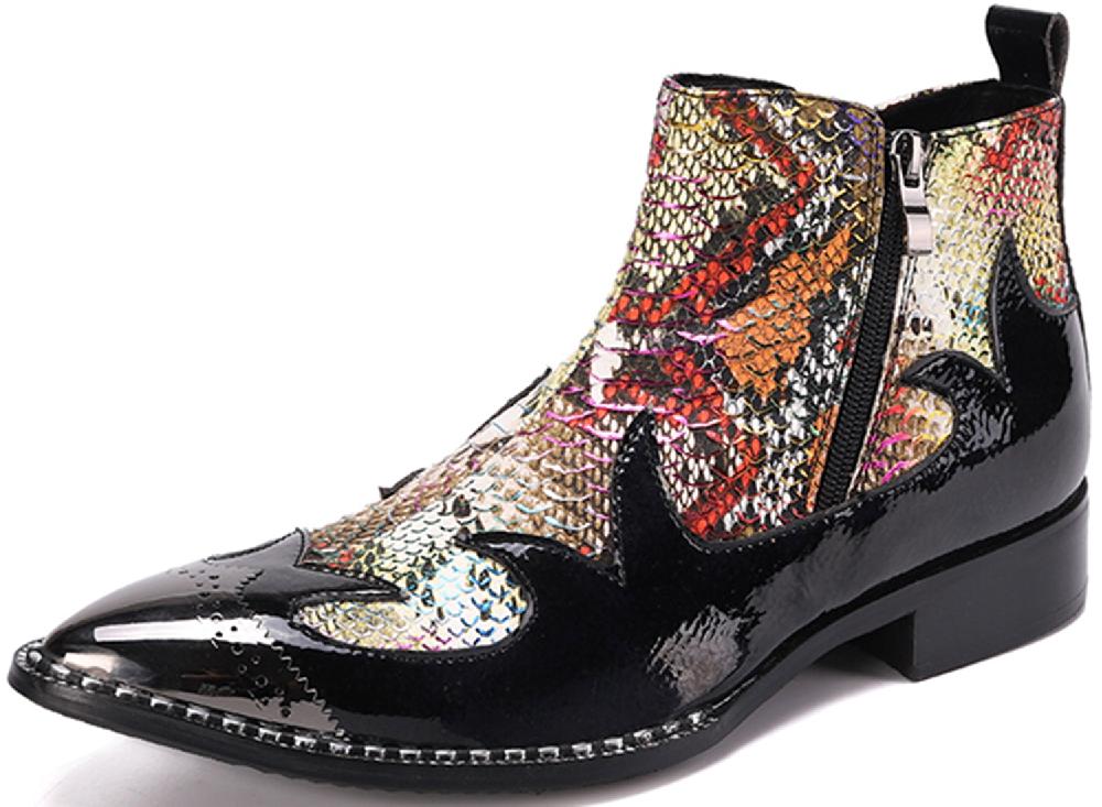 santimon Men's Personality Metal Tip Western Boots