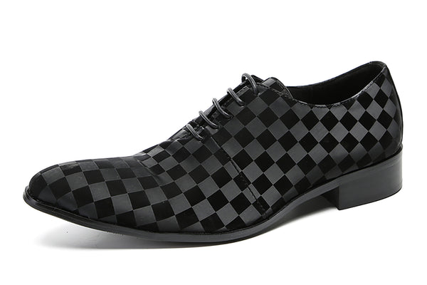 Santimon Men's Plaid Dress Formal Oxfords