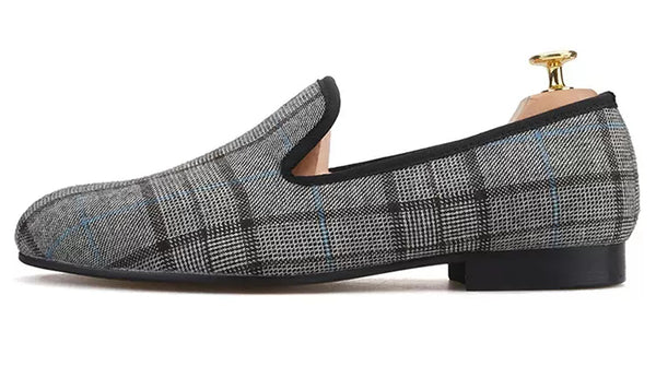 Santimon Men's Plaid Slip On Casual Penny Loafers