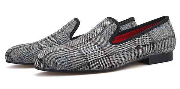 Santimon Men's Plaid Slip On Casual Penny Loafers