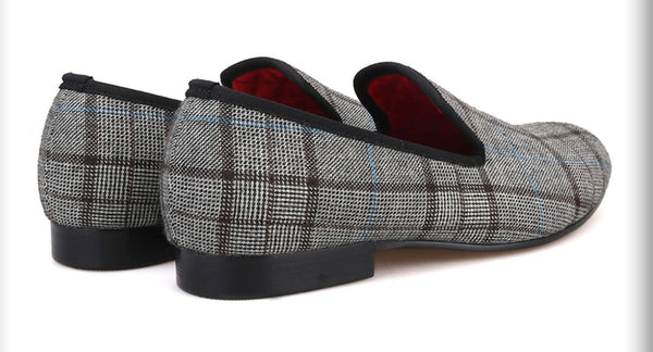 Santimon Men's Plaid Slip On Casual Penny Loafers