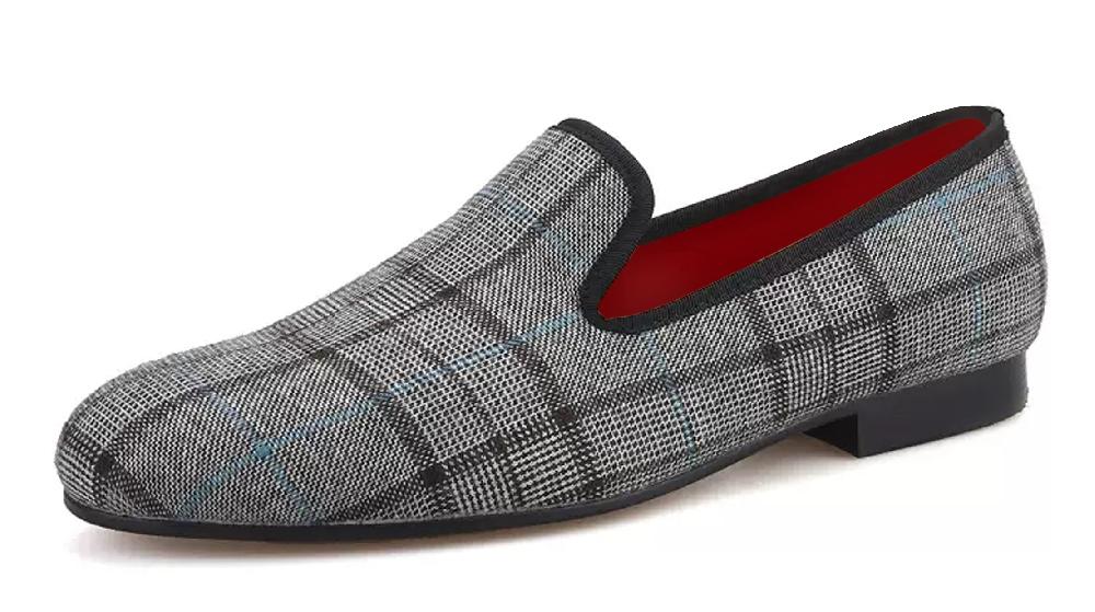 santimon Men's Plaid Slip On Casual Penny Loafers