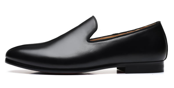 Santimon Men's Plain Leather Smoking Loafers