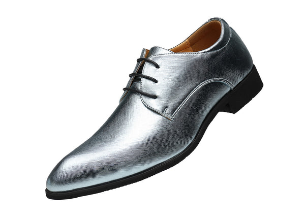 Santimon Men's Plain Matte Leather Derby Shoes