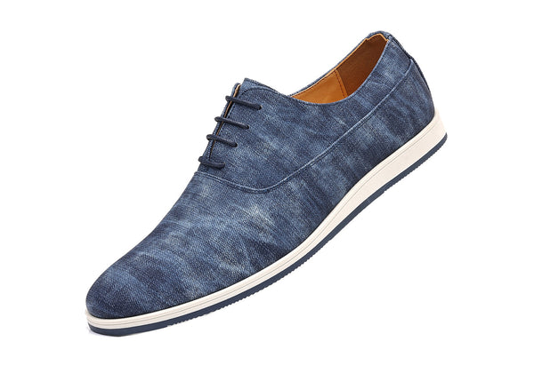 Santimon Men's Plain Toe Denim Oxfords