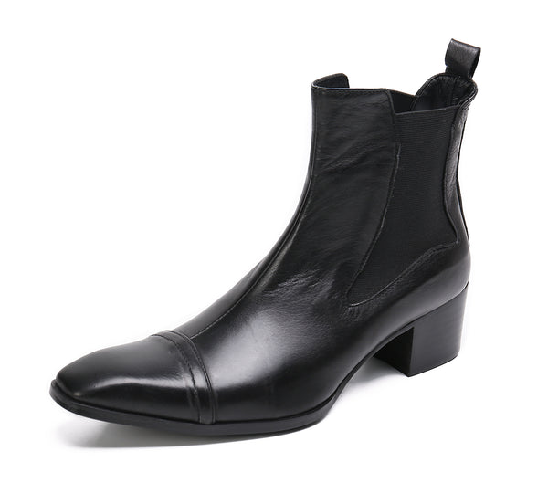 Santimon Men's Plain Toe Leather Chelsea Boots