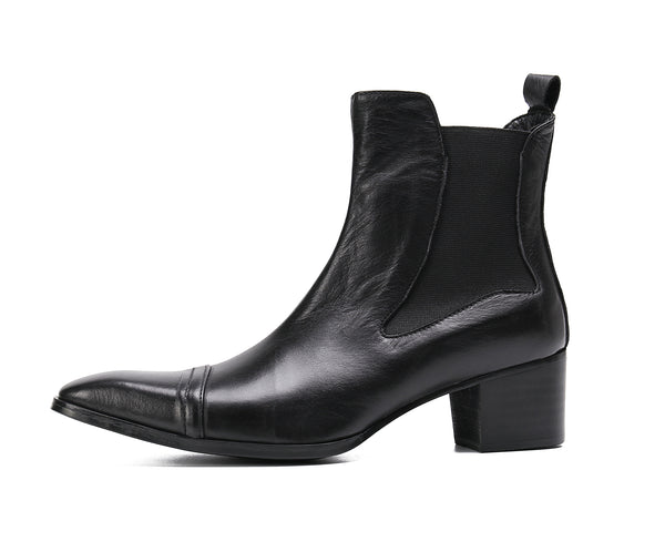 Santimon Men's Plain Toe Leather Chelsea Boots