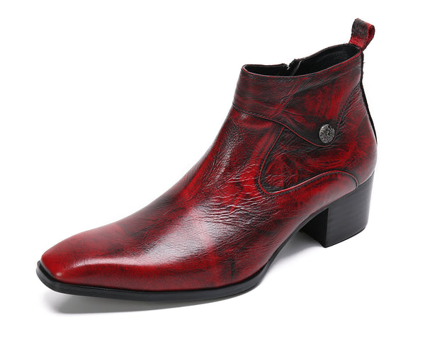 Santimon Men's Plain Toe Leather Western Boots