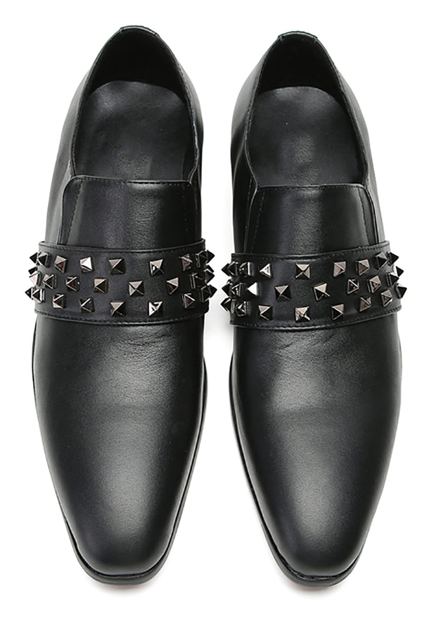 Santimon Men's Plain Toe Rivet Western Loafers