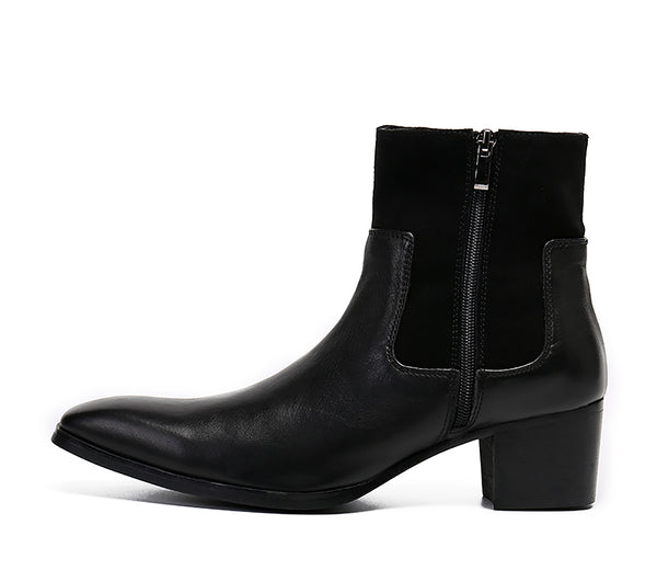 Santimon Men's Plain Toe Zipper Western Boots