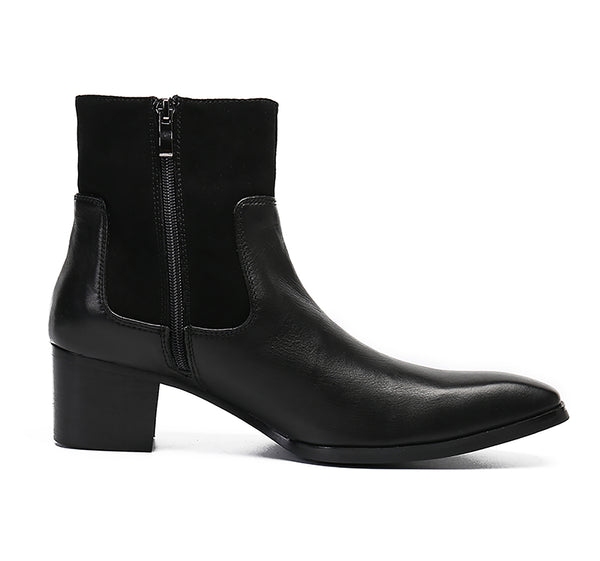 Santimon Men's Plain Toe Zipper Western Boots