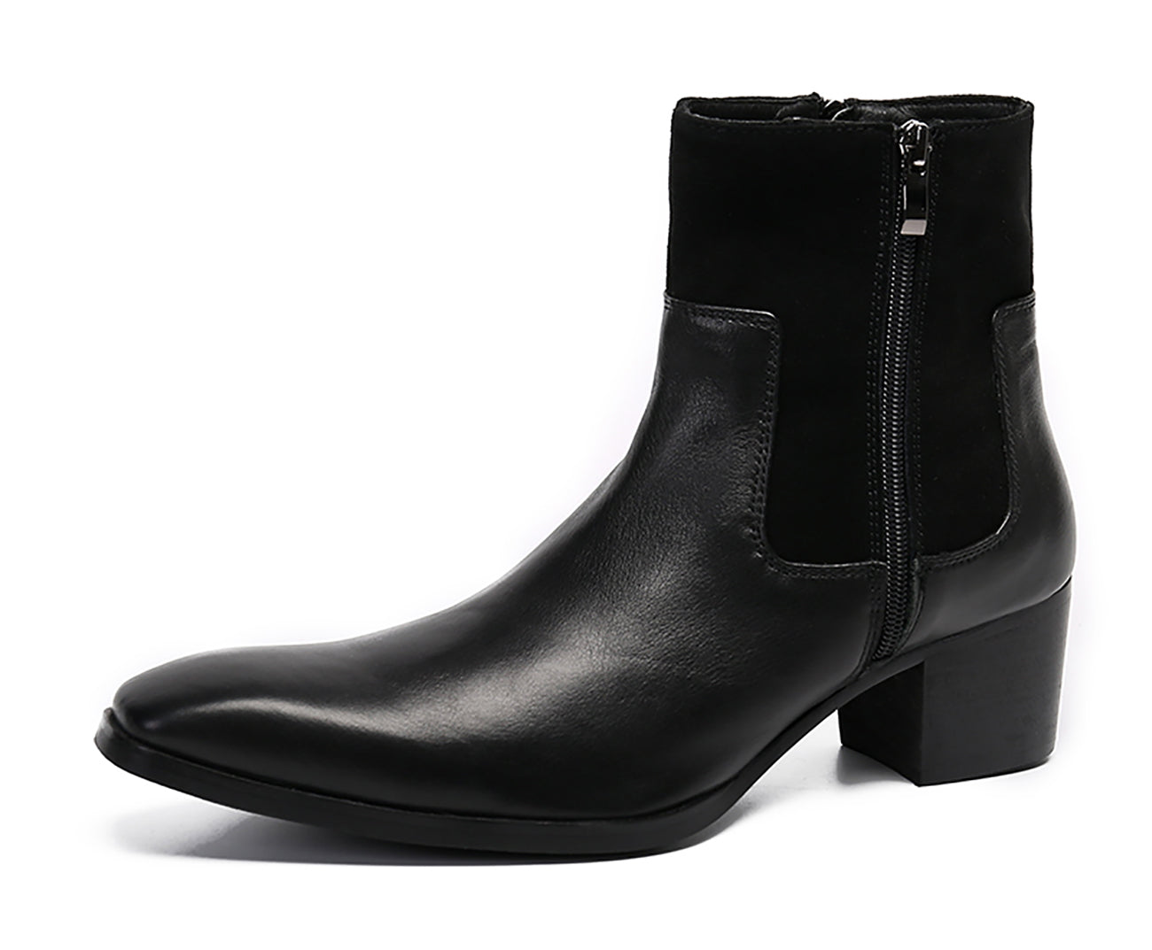 santimon Men's Plain Toe Zipper Western Boots