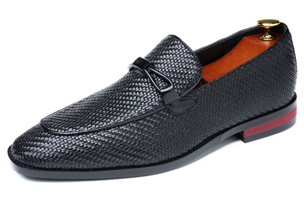 Santimon Men's Plain Woven Smoking Loafers