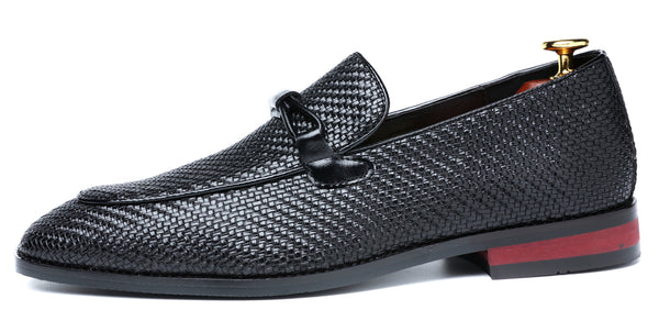 Santimon Men's Plain Woven Smoking Loafers