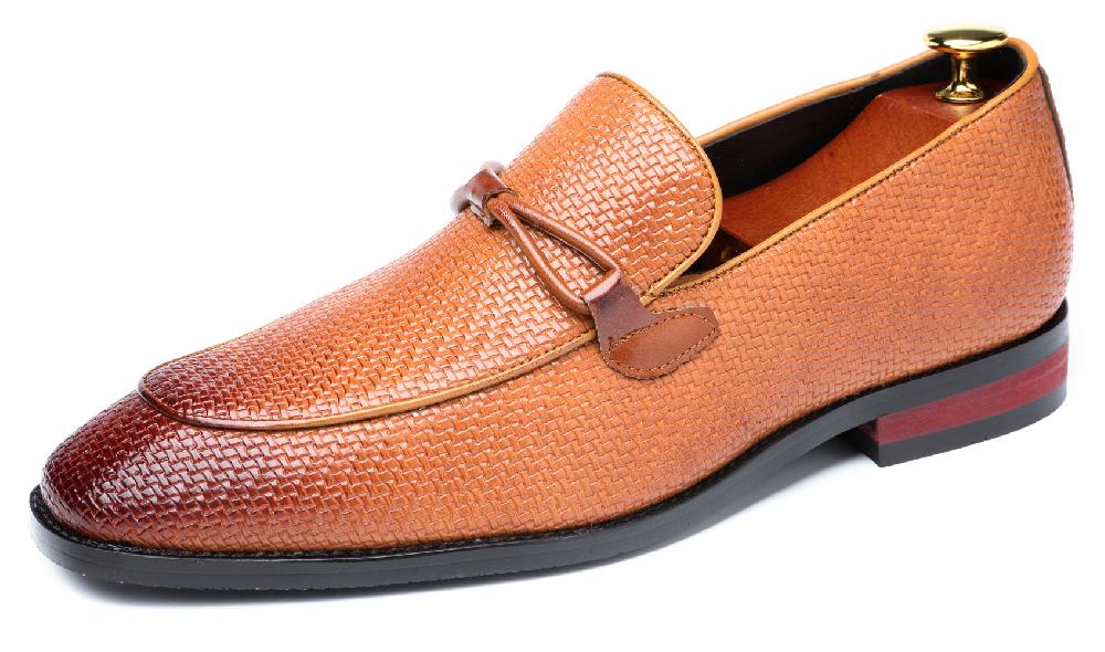 santimon Men's Plain Woven Smoking Loafers