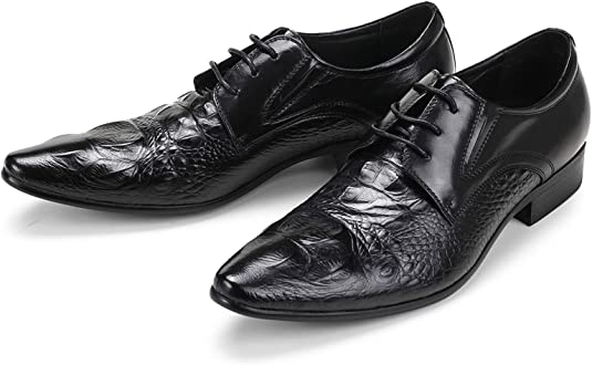 Santimon Men's Pointed-Toe Formal Derby Shoes