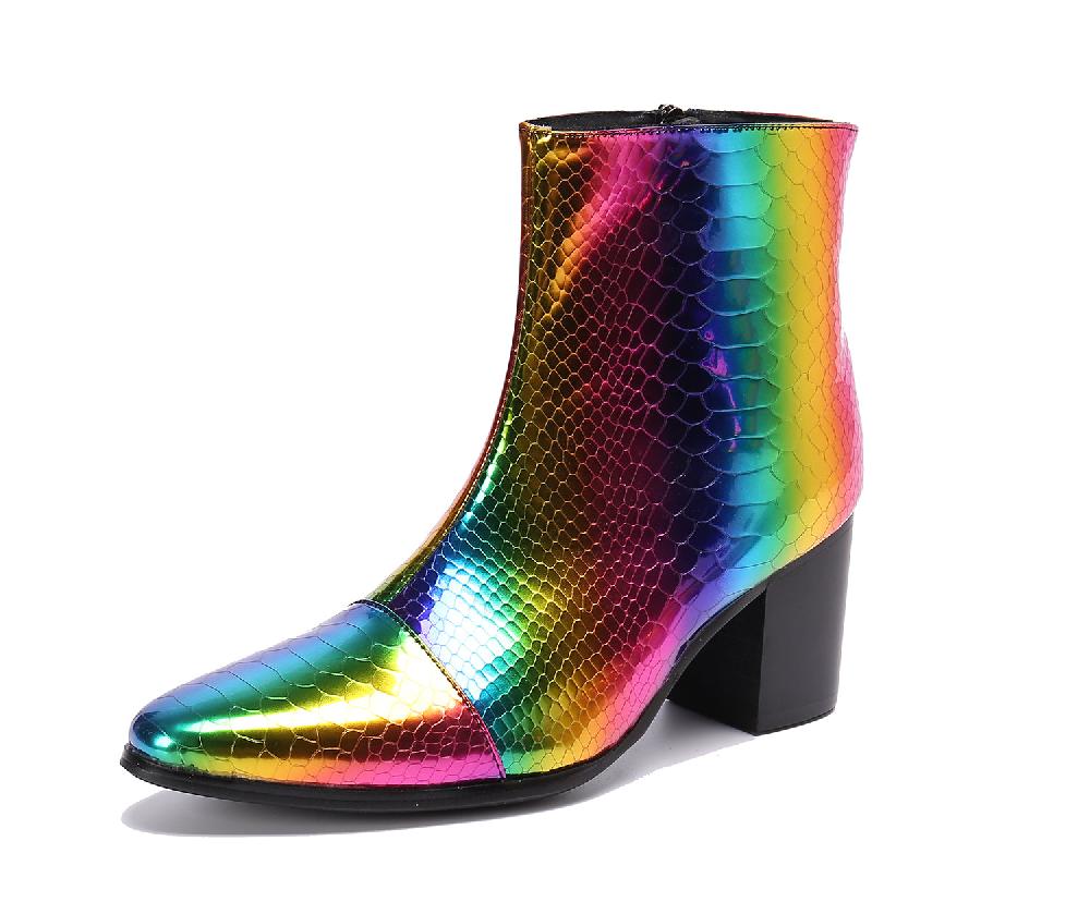 santimon Men's Pointed Toe Leather Western Boots