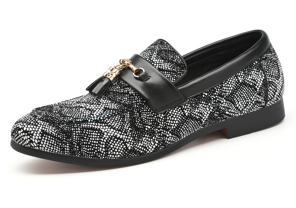 Santimon Men's Polka Dots Tassel Loafers