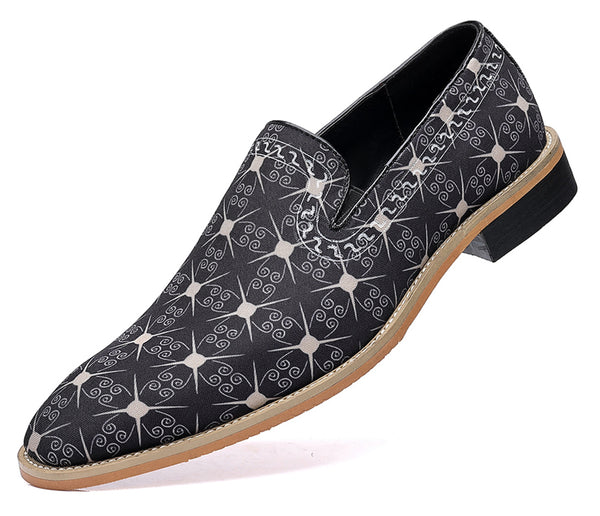Santimon Men's Printed Smoking Loafers PU Leather