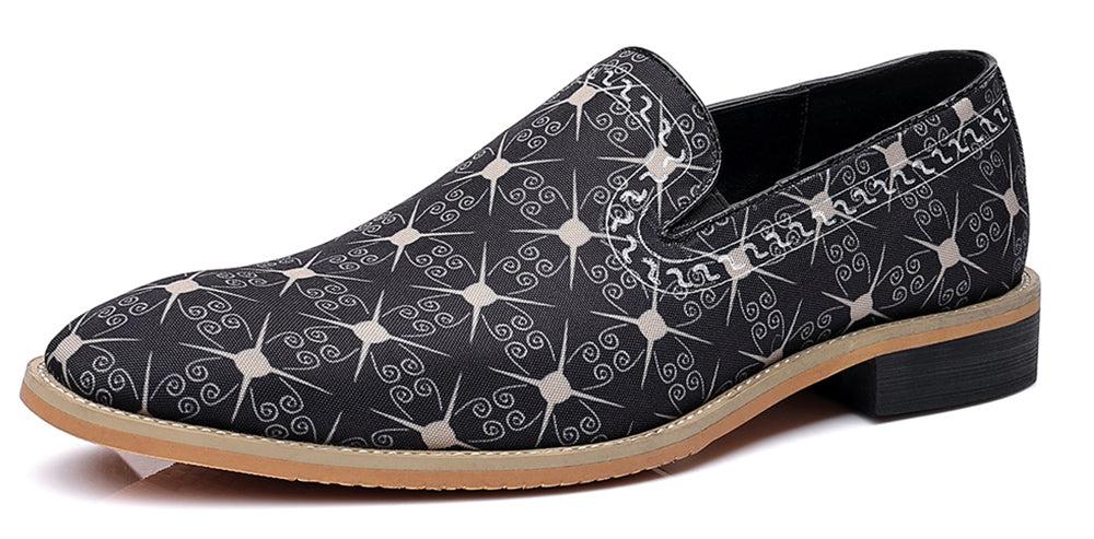 santimon Men's Printed Smoking Loafers PU Leather