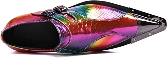Santimon Men's Rainbow Monk Strap Western Loafers