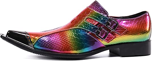 Santimon Men's Rainbow Monk Strap Western Loafers