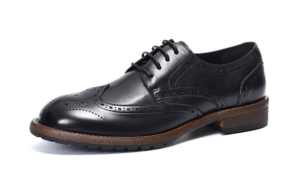 Santimon Men's Retro Brogues Leather Derby
