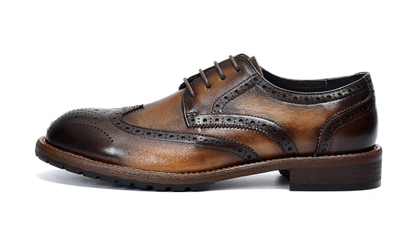 Santimon Men's Retro Brogues Leather Derby