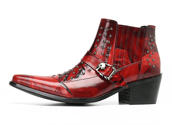 Santimon Men's Rivet Buckle Western Boots