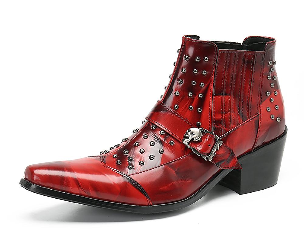 santimon Men's Rivet Buckle Western Boots