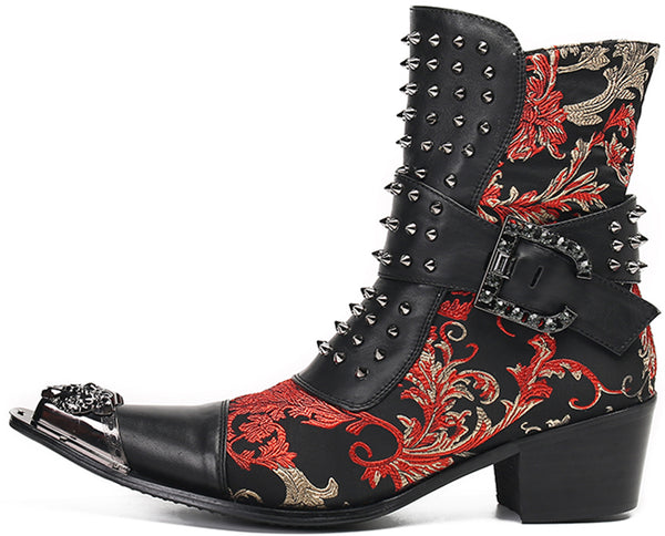 Santimon Men's Rivet High Top Western Boots
